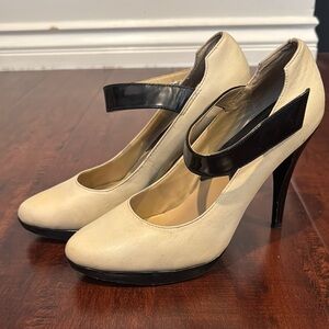 Elegant Cream and Black Women's Heels